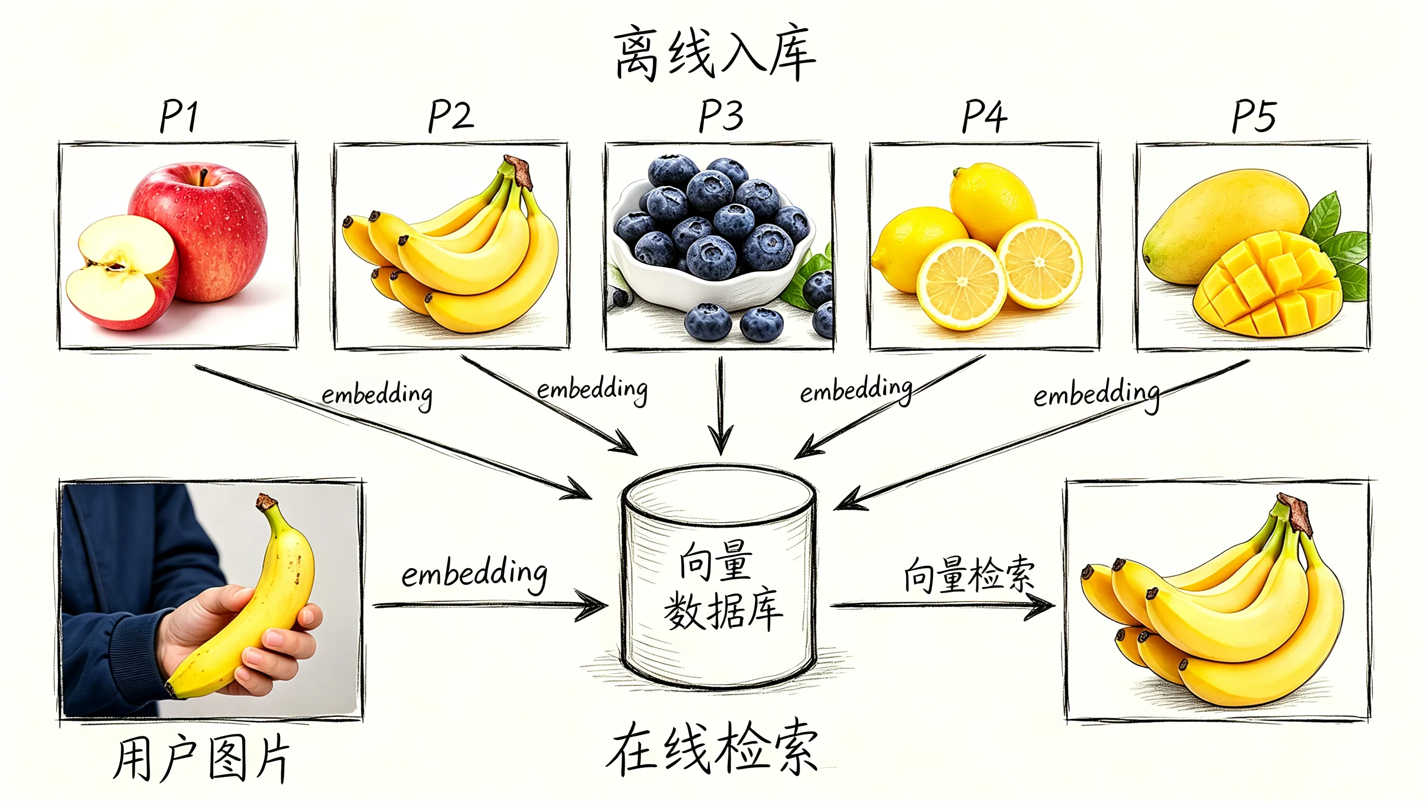 离线入库与在线检索流程